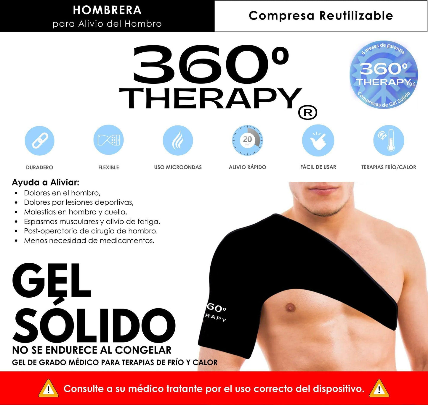 Compresa de Gel Sólido - Hombrera - 360º THERAPY